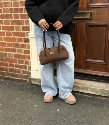 Personalised suede shoulder bag